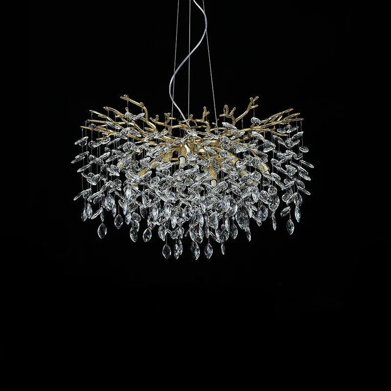 Wholesale Price Modern  Pendant Light Villa Luxury Living Room Bedroom Lamp Creative Aluminum Branch Crystal Chandelier