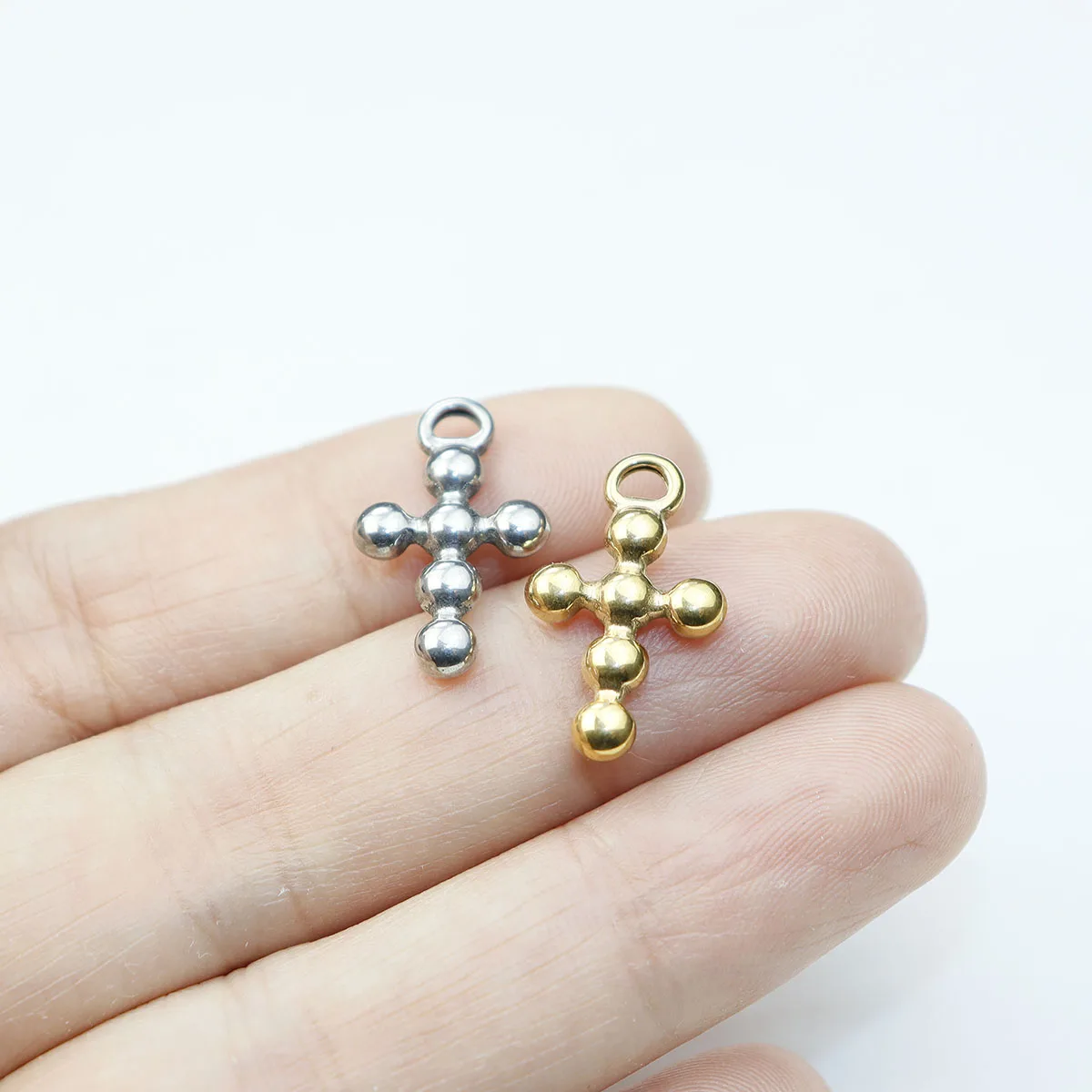 5pcs 12*19mm Cast Stainless Steel Cross Fashion Jewelry Accessory Charms DIY Handcraft PVD Vacuum Plate Waterproof Antiallergic view 3