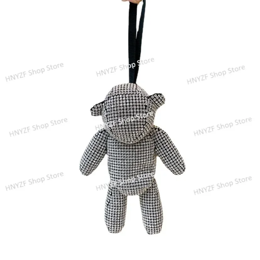 Rhinestone Bear Diamond-Embedded Fashion Hand Carrying Internet Celebrity Bags