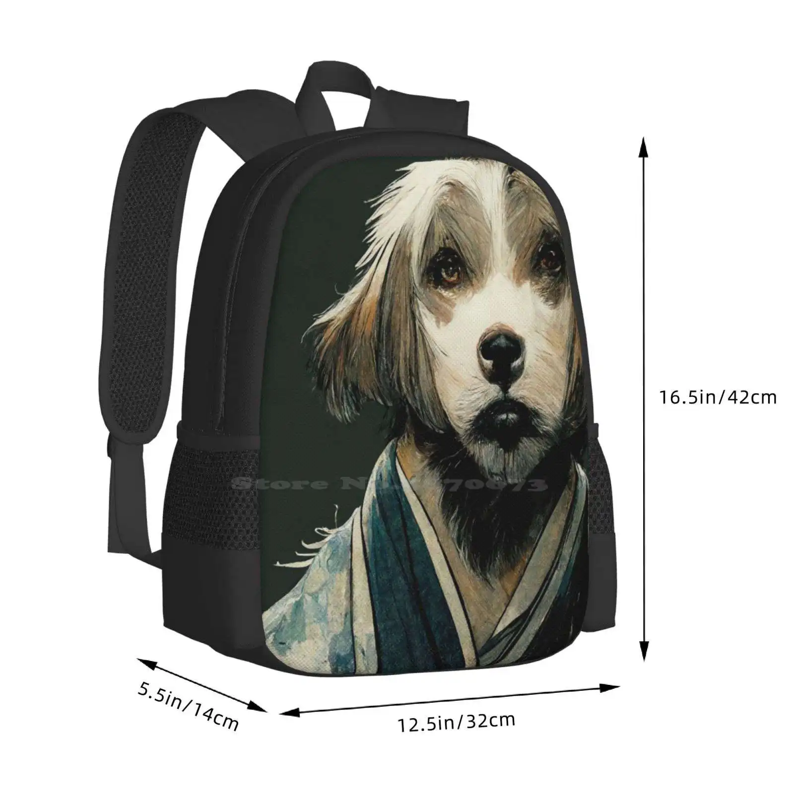 Samurai Hund Rucksack für Schüler Schule Laptop Reisetasche Samurai Hund japanischer Hund Hund Kimono stilvollen Hund menschlichen Hund