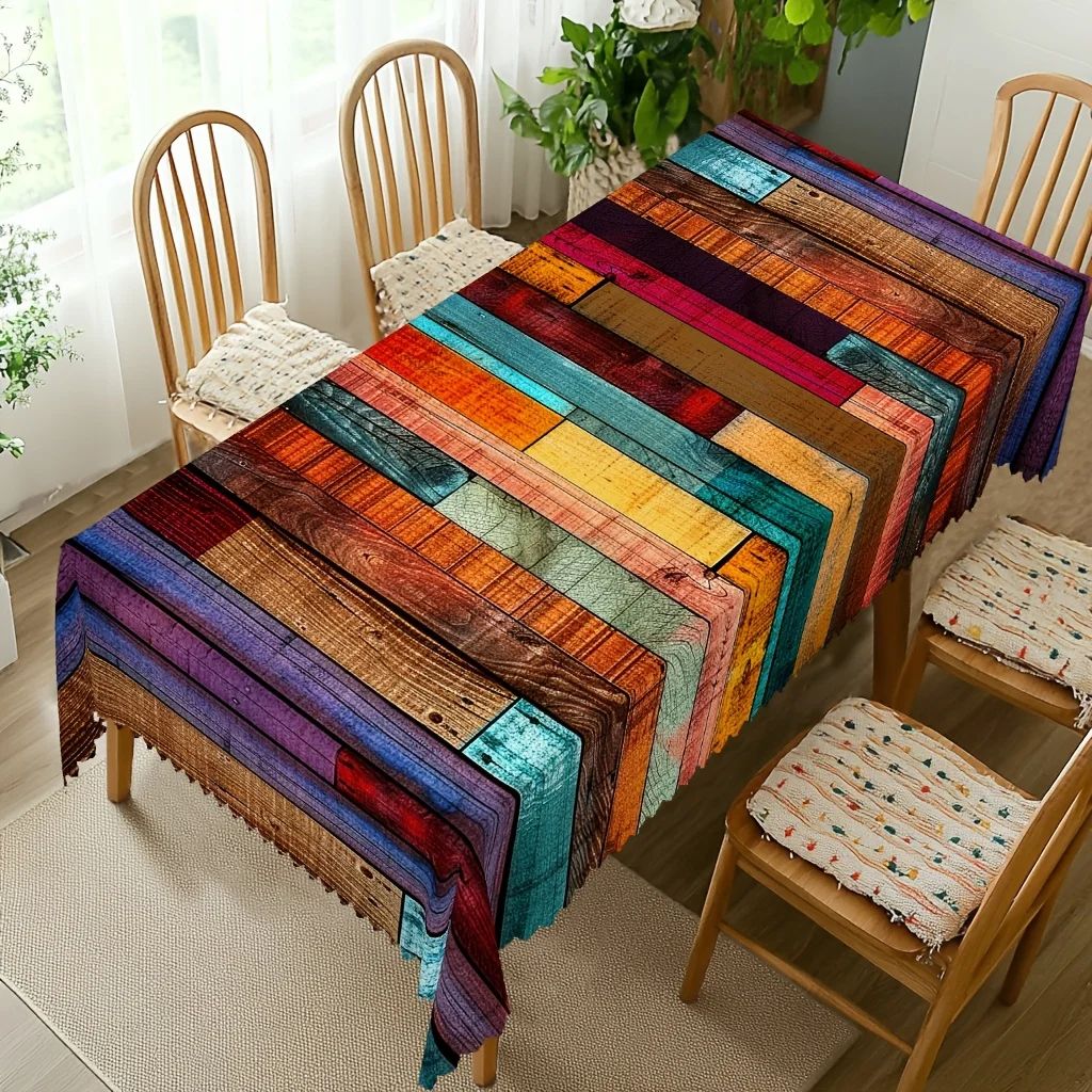 خمر الخشب الحبوب طباعة مفرش المائدة عطلة ديكور حفلات مزرعة الرجعية ريفي سياج مستطيل مفارش طاولة ديكور للطاولات المطبخ