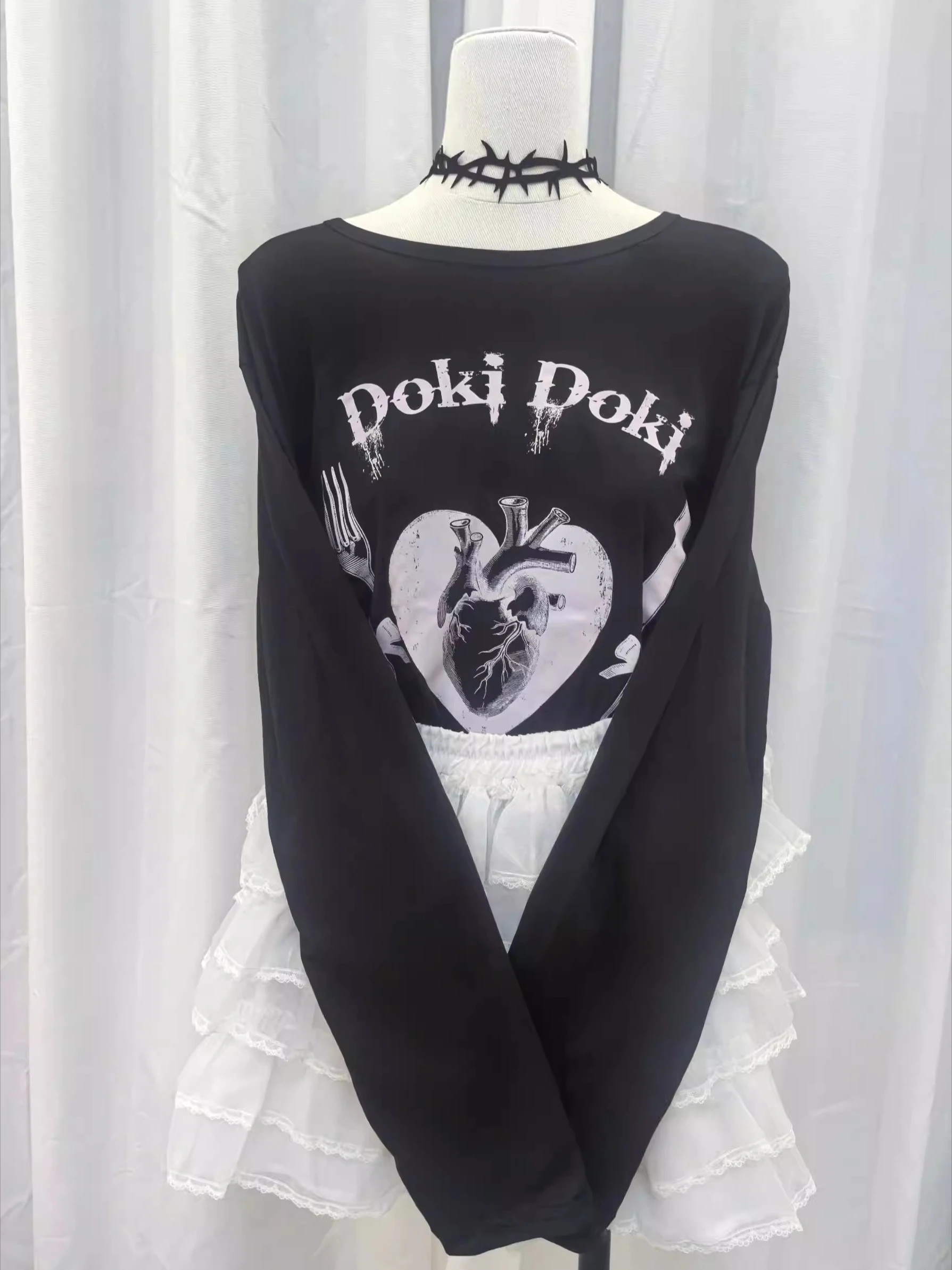 Giapponese Y2k Harajuku Camicia a maniche lunghe Top da donna Kawaii Carino Autunno Patchwork Slim Fit T-shirt Dolce estetica femminile Nuovo