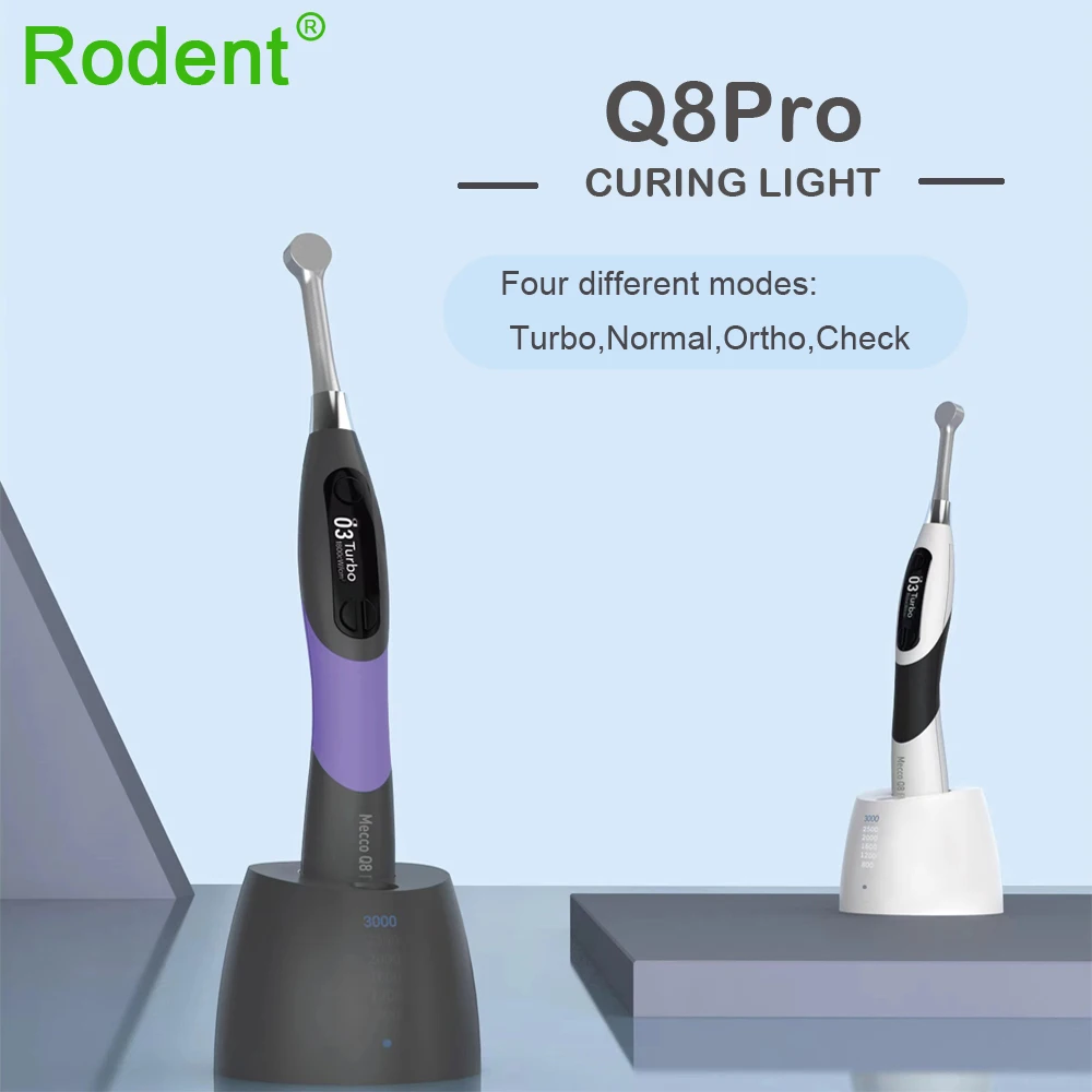 1 Second Dental Curing Light Dentistry Wireless LED Cure Lamp Built-in Light Meter 2500mW/c㎡ Turbo Mode Light Cure Unit