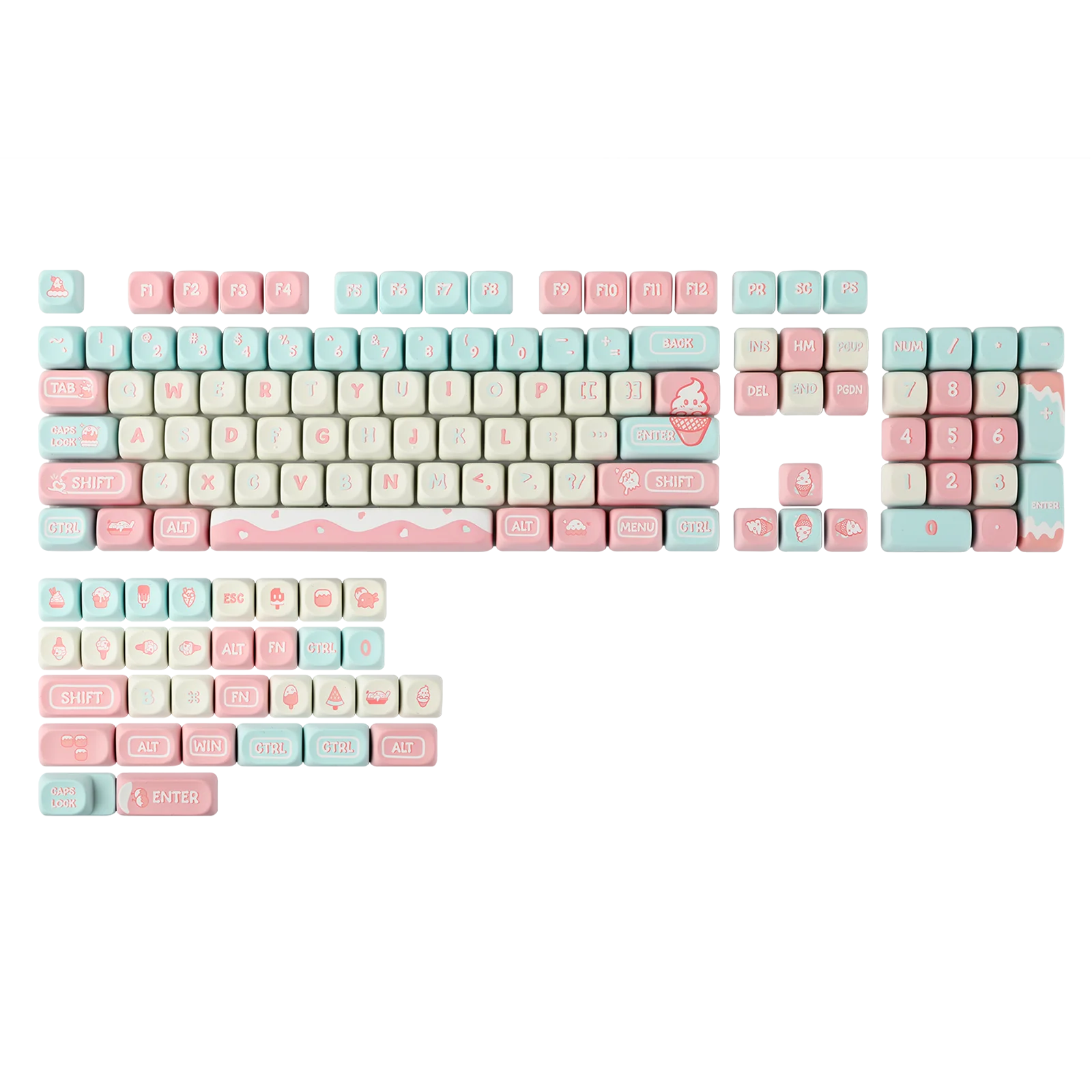 

Ice cream keycap MOA height PBT material 68/75/98 Mechanical keyboard 132 keys