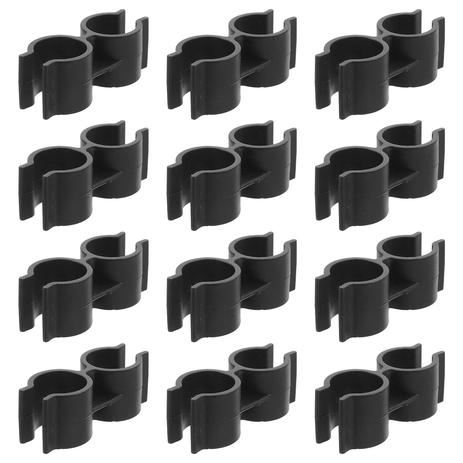 12Pcs 25Mm Plastic Double Pipe Fastener Dual Port Design for Tubular Shelf Poles Supermarket Warehouse Fence Panel Chain Link