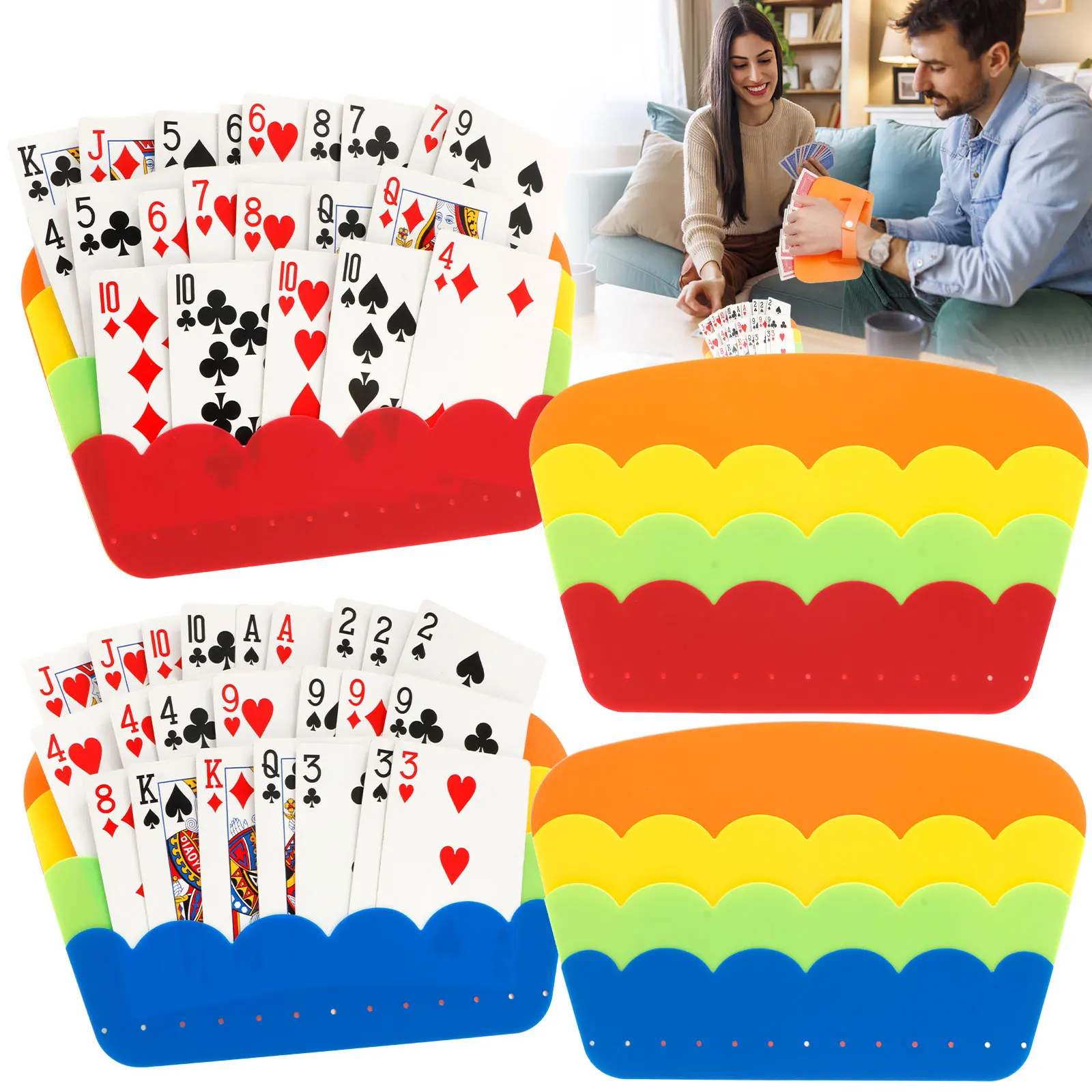 

4 шт. портативный держатель для карт пластиковые держатели для игральных карт 3-слойный дизайн многоразовый держатель для игральных карт для вечеринки семейная забавная игра