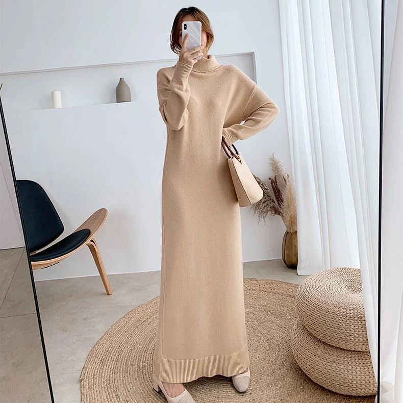 

Пуловеры длиной до колена, свитера в стиле гранж, джемперы, женские мягкие вязаные курортные женские трикотажные изделия с высоким воротом, модальные OL