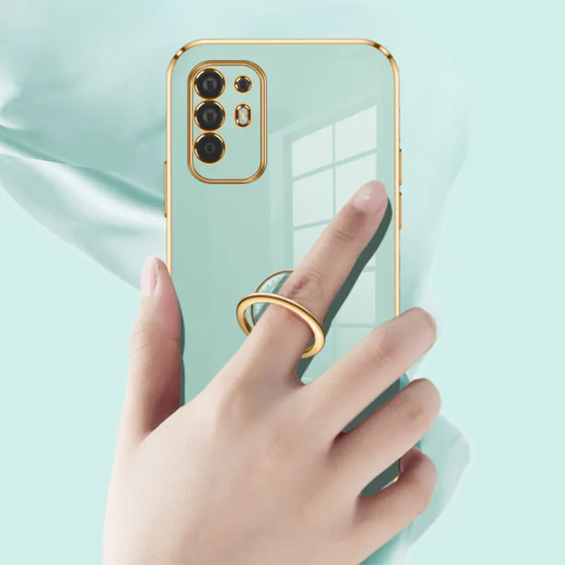 Luxury Plating Stand Holder Soft Phone Case For OPPO A94 5G Cover Shockproof OPPO Reno 5Z 5F Reno5Lite A94 A95 5G 4G Case Fundas