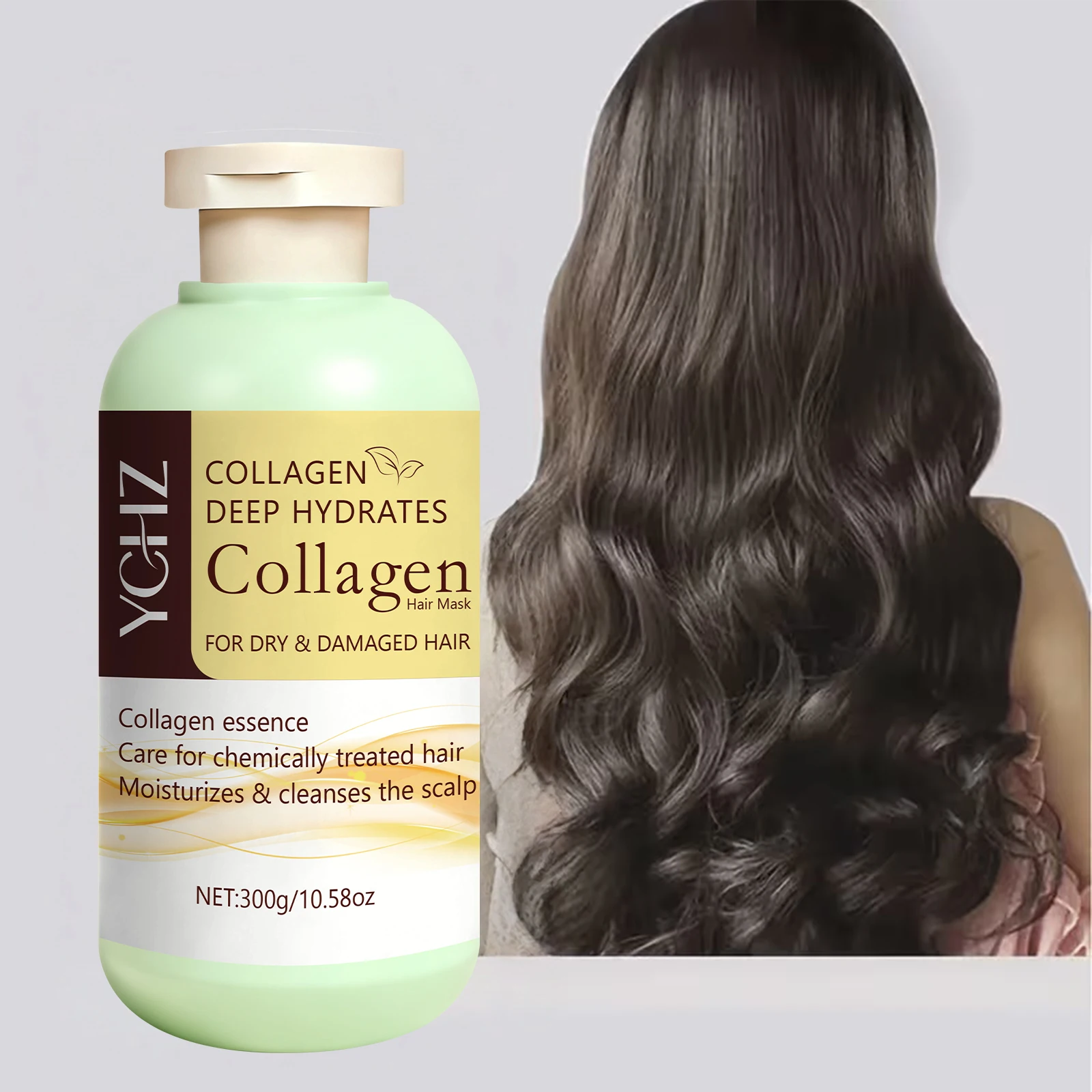 

Коллагеновая маска для волос 300 г — глубоко питает с растительными ингредиентами, осветляет и укрепляет волосы, подходит для нормальных, сухих и вьющихся типов волос.