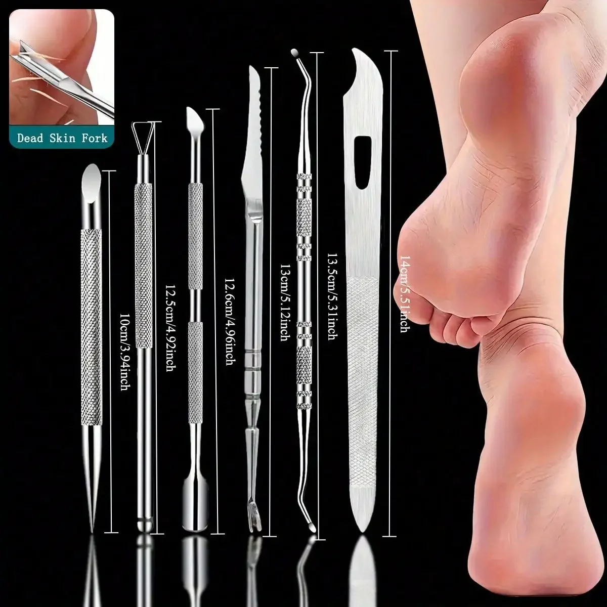 Dual Head Pedicure Kit Stainless Steel Nail Care Tools Set for Toenails & Fingernails,Ingrown Nail Treatment &Cuticle Exfoliator