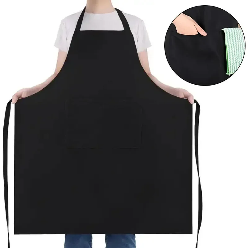 1PC Aprons with Pocket Kitchen Cooking Bib with Adjustable Neck Strap Water and Oil Resistant Chef Apron for Men Women