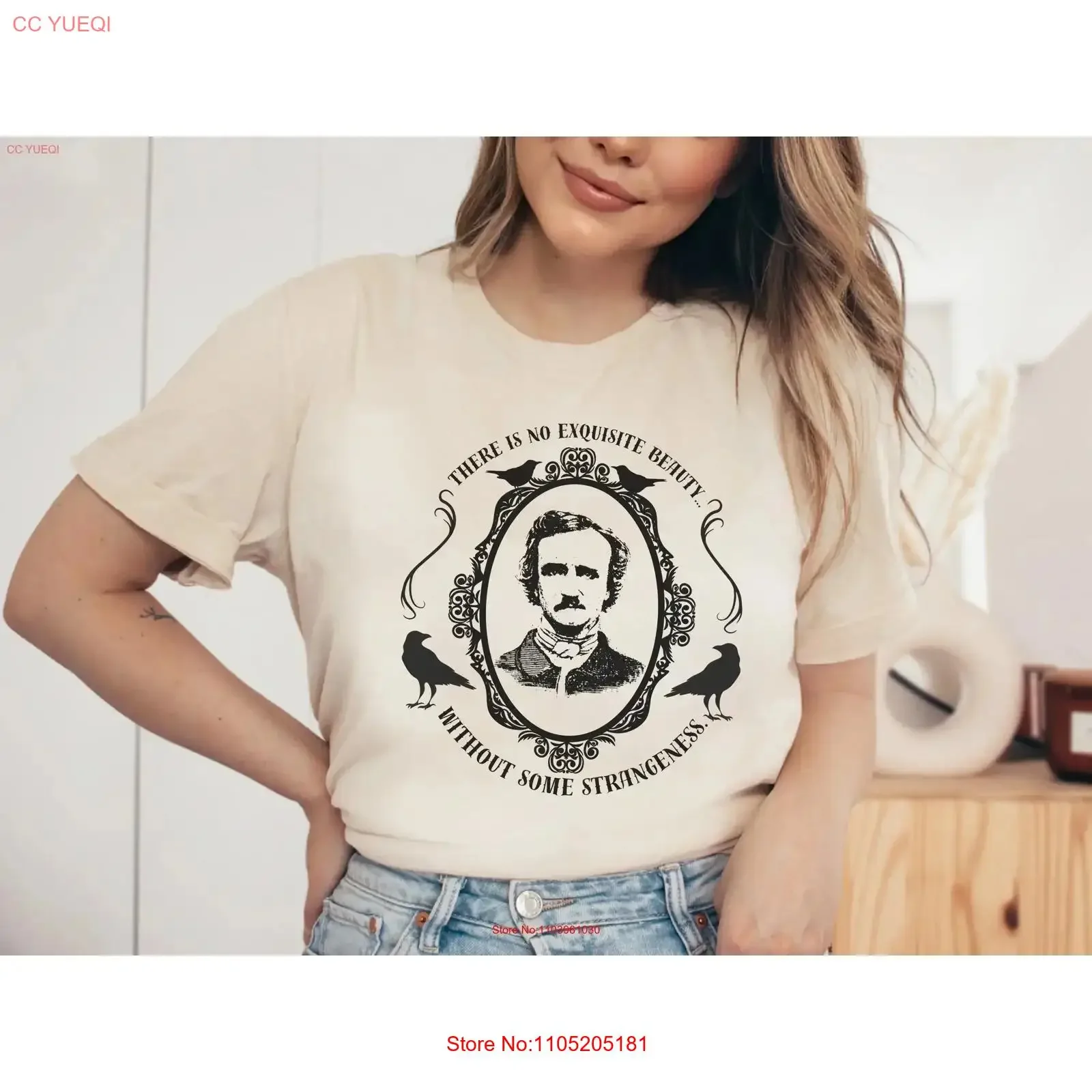 Edgar Allan Poe T Shirt Dark Cottagecore for Book lover Macabre Grunge Clothes Goblincore Literary Gothic Vintage vintage