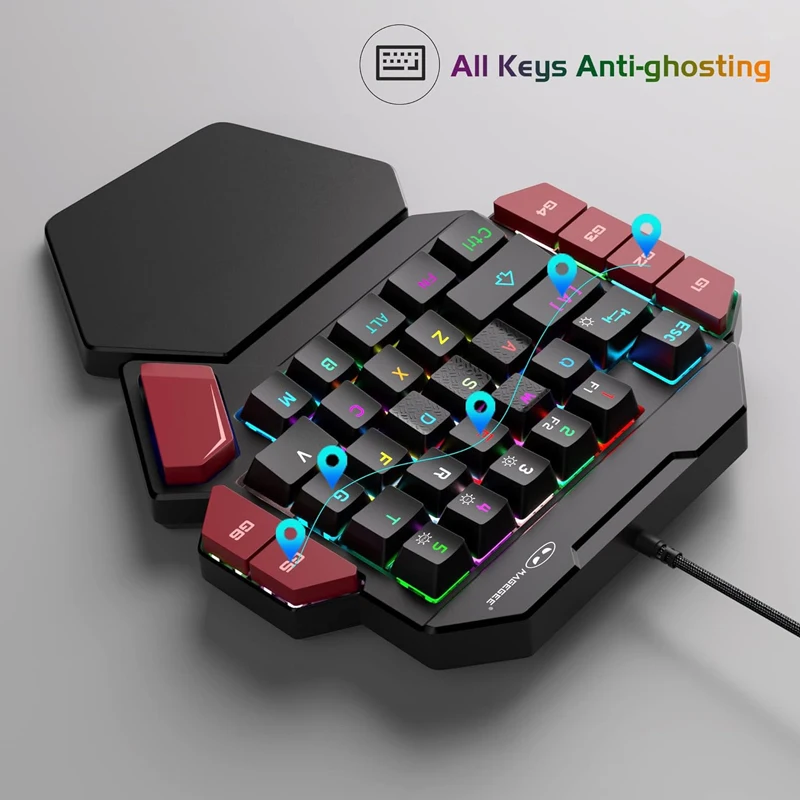MageGee One-Handed Mini Mechanical Gaming Keyboard – 35 Keys, Hot-Swappable, Backlit, Wired for PC　Laptop　Desktop