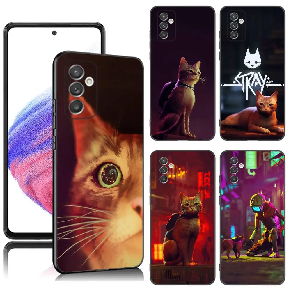 

Game Stray Cat Phone Case For Samsung S24,23,22,30,21,10,9,Ultra,Plus,Lite,FE,5G Black Soft Case