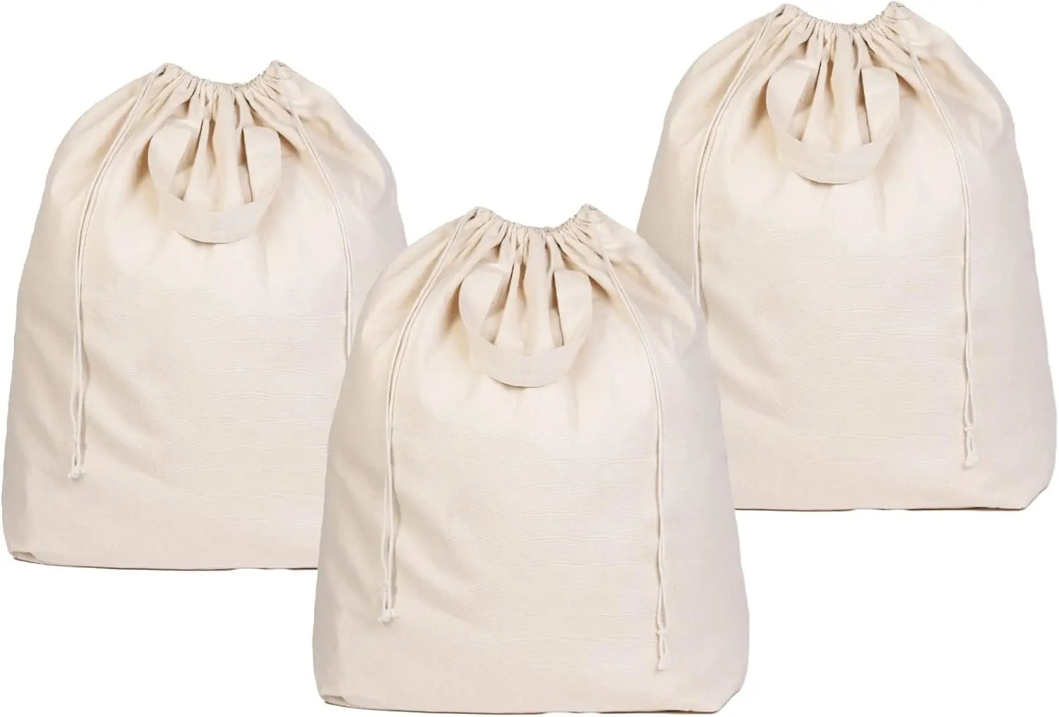 

Heavy Duty Laundry Hamper Bags - Sturdy Canvas Liner for Round & Square Hampers with Drawstring (3 Pack)