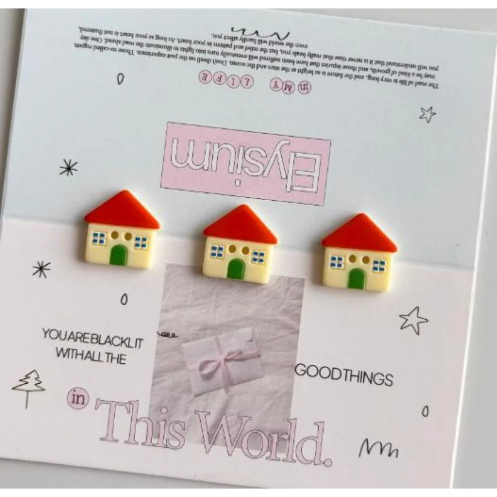 16mm Cartoon House with Window Resin Buttons DIY Craft for Kids Kindergarten Apparel Clothing Sewing Accessories Supplies