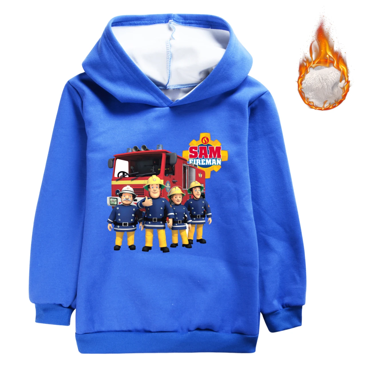 

Anime Fireman Sam Children Clothing Teenager Warm Pullover Cartoon Velvet New Kids Hoodie Sweatshirt Girls Boys Long Sleeve Tops