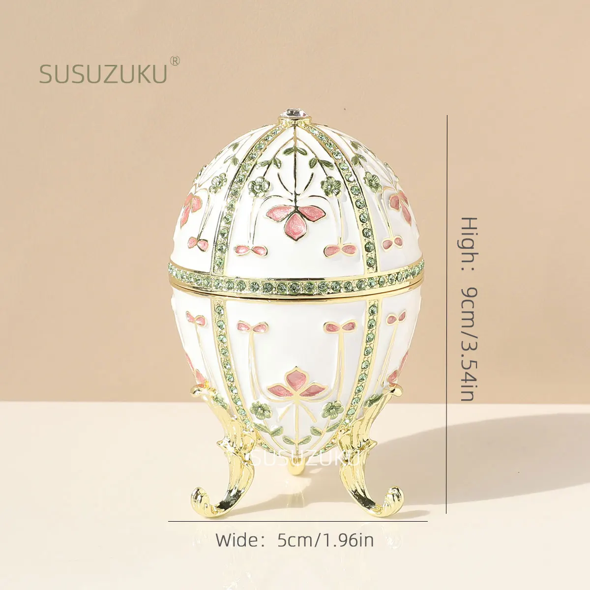 

1Pc Faberge Egg Style Enamelled Jewelry Trinket box Hinged Unique Gift for Home Decor
