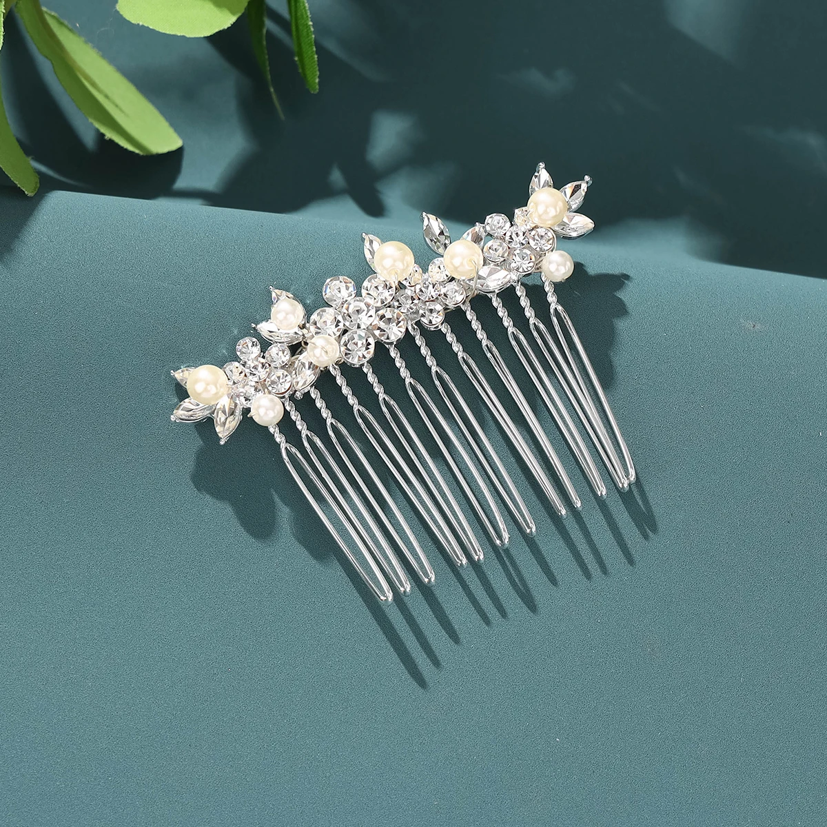 Pearl bridal hairbrush luxury wedding hair ornament rhinestone hairpin girl prom tiara