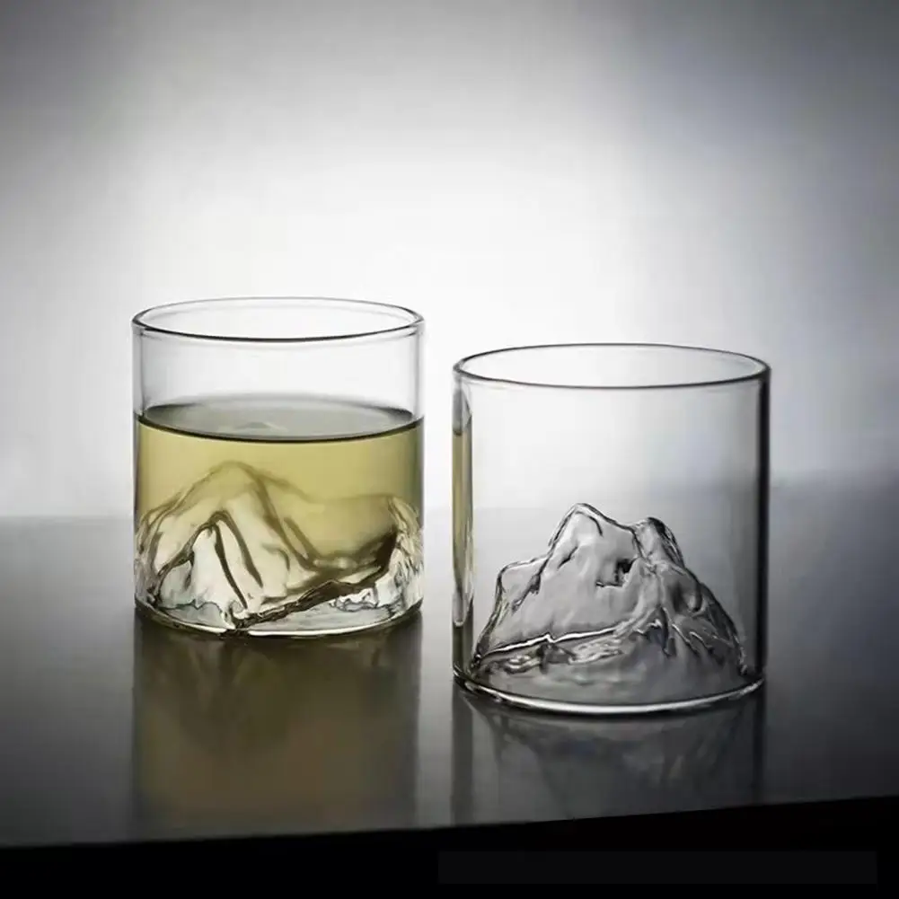 Japan 3D Mountain Whiskey Glass Glacier Old Fashioned Whisky Rock Glasses Whiskey-glass Wooden Gift Box Cup Wine Tumbler