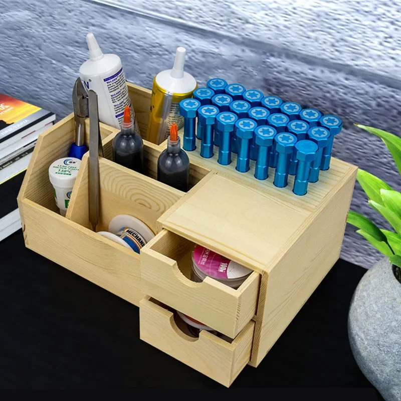 LUOWEI Multi-Function Wooden Storage Box High-Capacity Mobile Service  Screwdriver/Tweezer Repair Tool Deposit Storage Rack