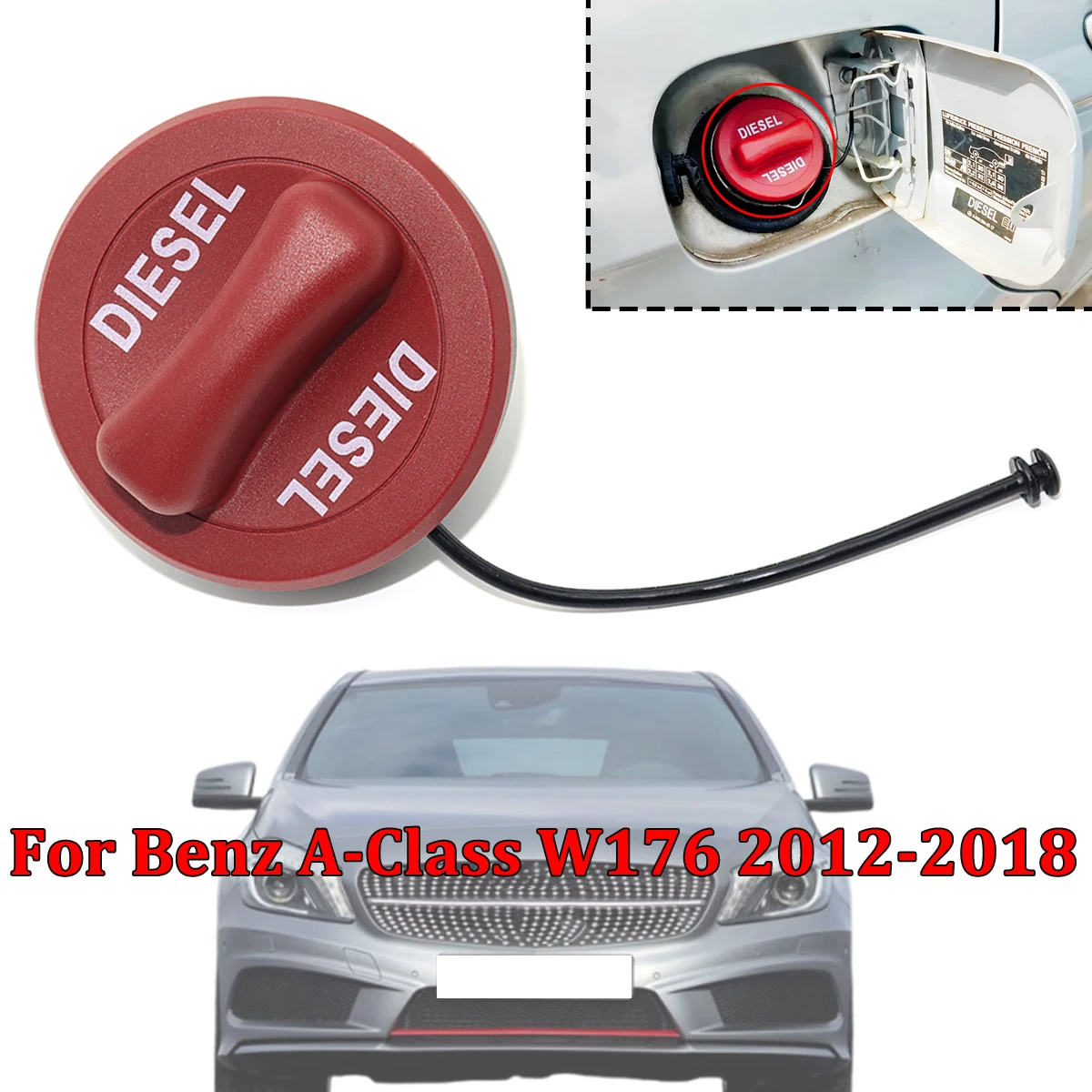 

1pc A2224700105 Automotive Diesel Fuel Tank Filler Cap Cover For Mercedes Benz A-Class W176 2012 2013 2014 2015 2016 2017 2018