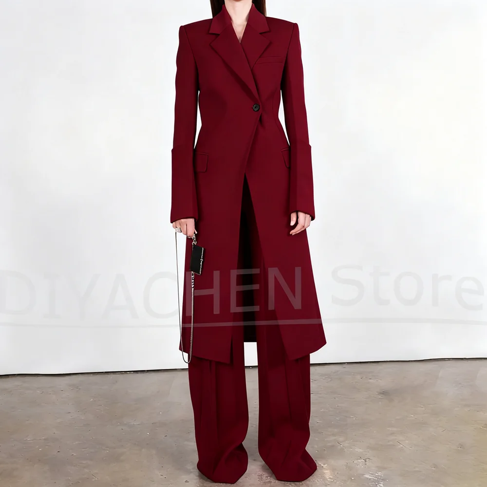 

Женские брючные костюмы из 2 предметов, модные комплекты с длинными куртками на одной пуговице и лацканами, официальная повседневная одежда, офисные женские костюмы для свадебной вечеринки