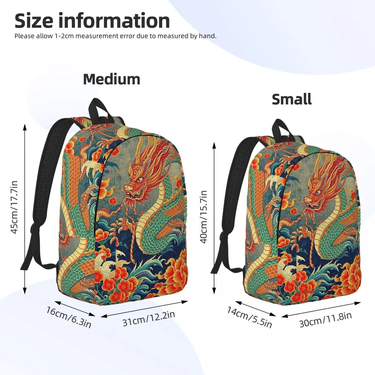 Chinese Dragon Asian Oriental Style Art Backpack Daypack Large Capacity Children BookBag School Bag Shoulder Bags for Men Women