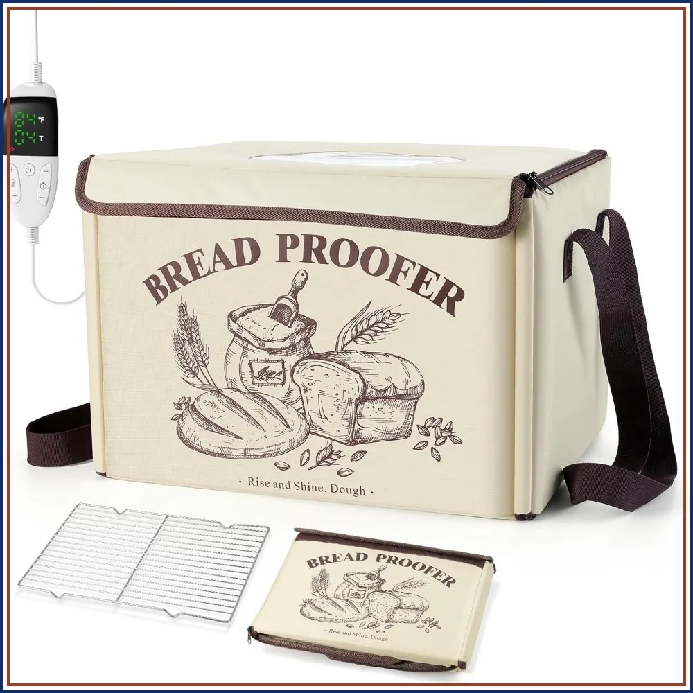 

Bread Proofing Box with Temp & Timer Control – Foldable Proofer for Dough, Sourdough, Pizza, Yogurt & 3D Filament Drying, NTC Sensor, Bonus Shelf