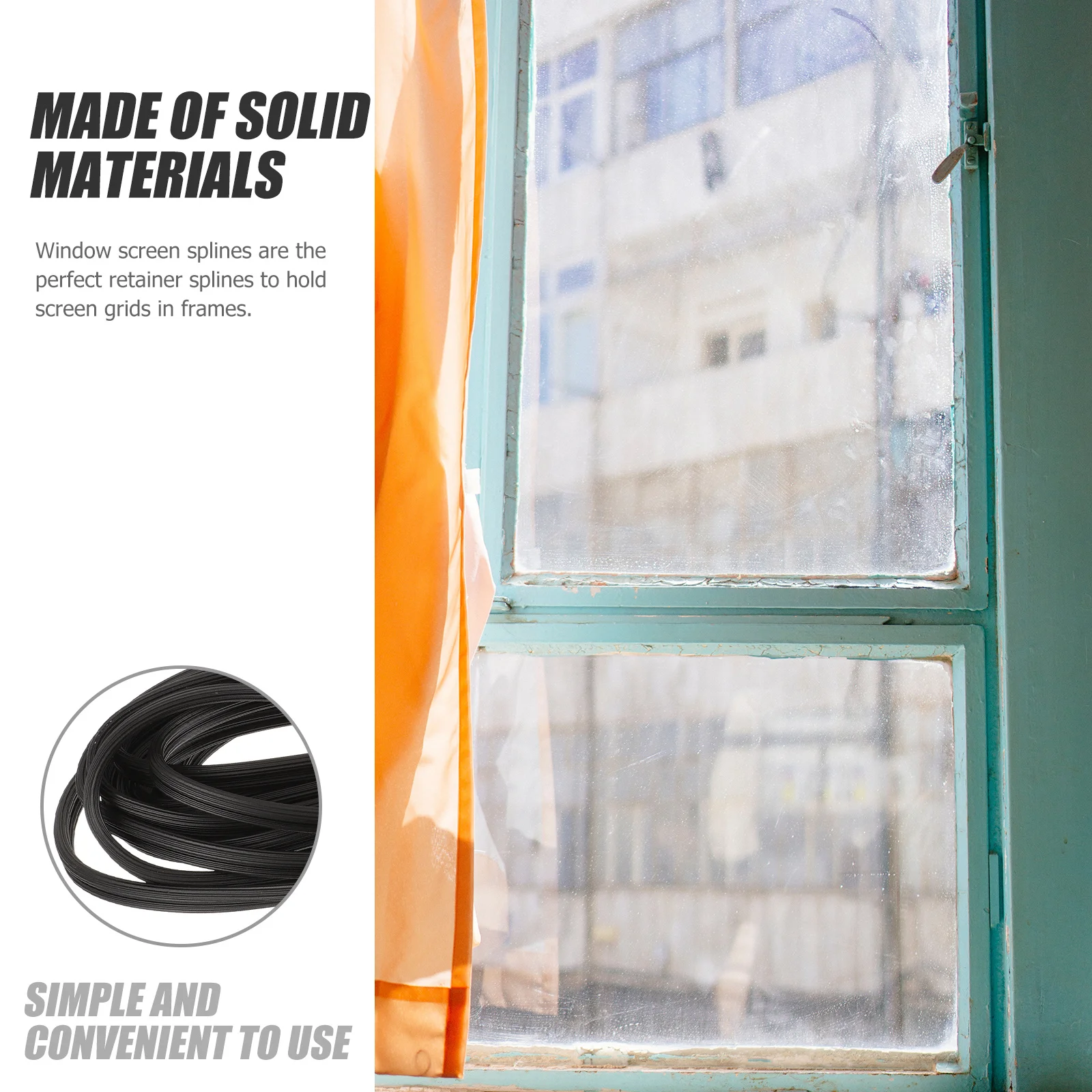 10 Meter Window Screen Spline High Toughness Hollow Round Retainer Roll Solid Material for Screen Repair Tool Kit