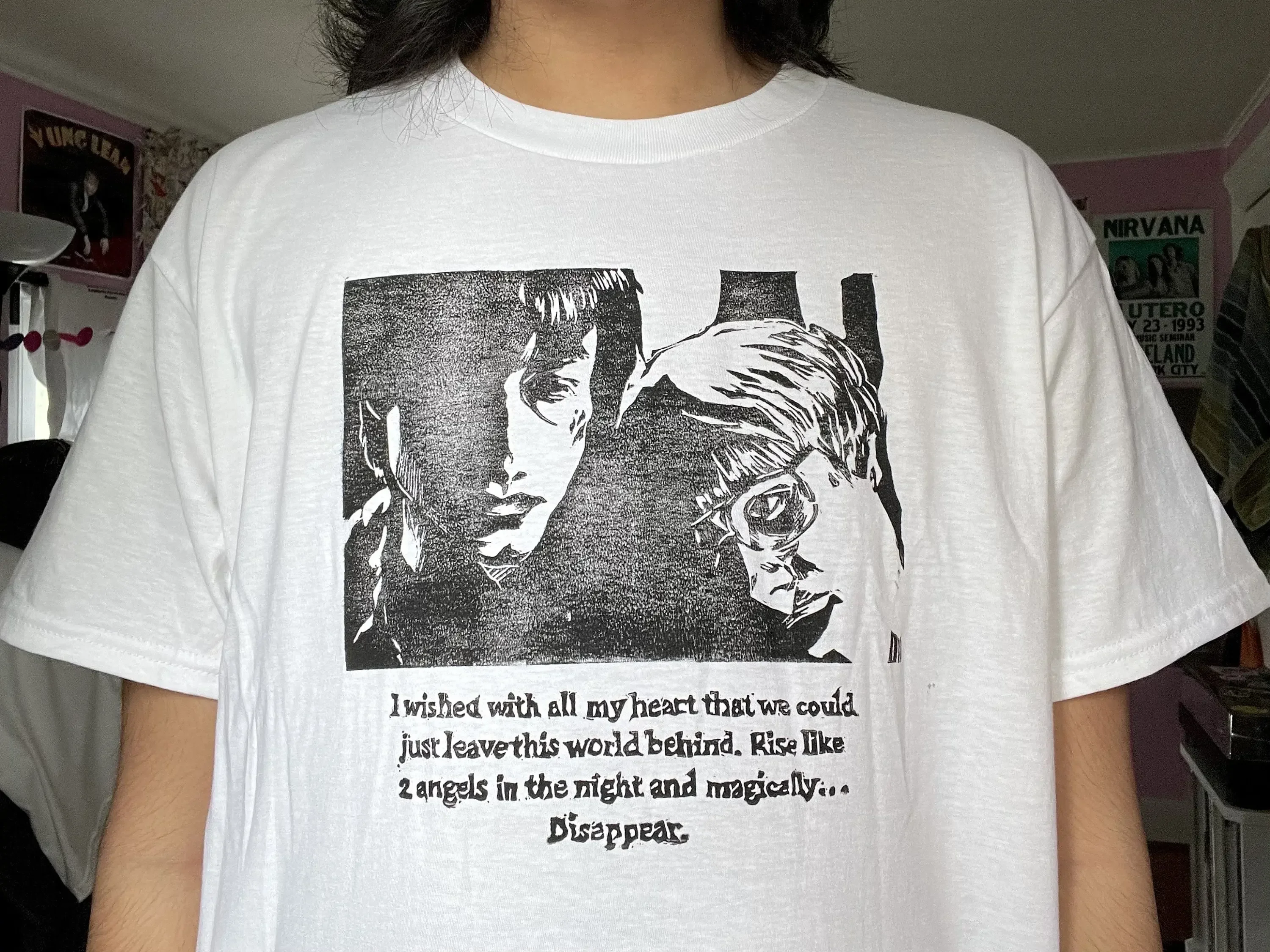 Mysterious Skin Block Printed Tee - Gregg Araki Handmade Diy Upcycled Alternative 90S Queer Cinema Punk Clothing