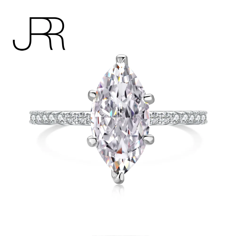 JRR Spakle Shine 925 Sterling Silver Created Moissanite Wedding Engagement Party Fashion Ring Women Girls Gift Free Shipping