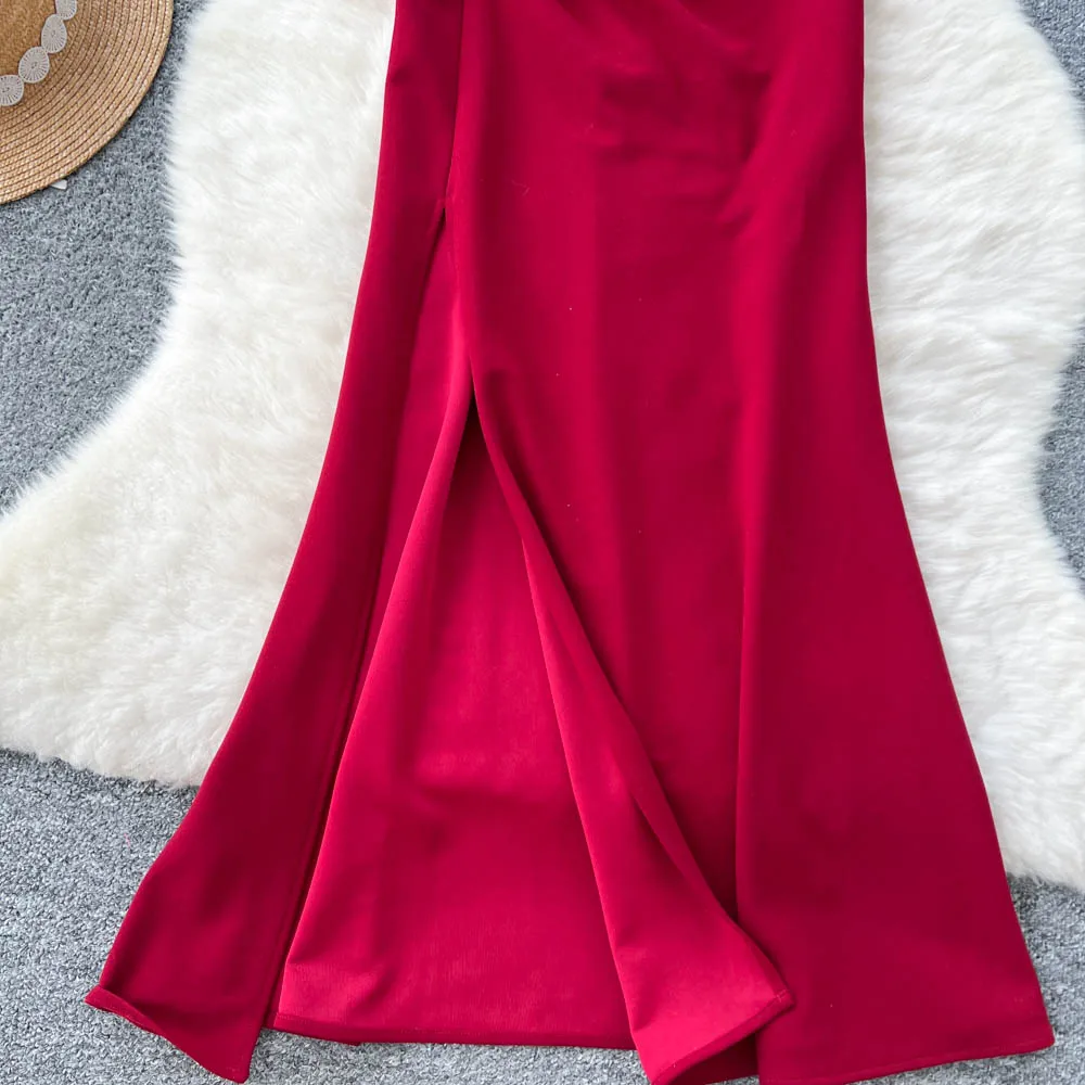 Chic Elegant vintage floral sleeveless split Vacation Party Women Summer Vestidos ceremony dresses