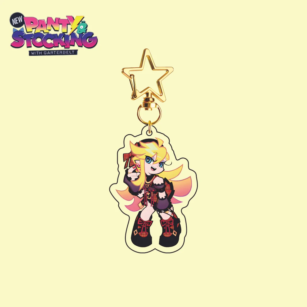 New Anime Panty & Stocking with Garterbelt Streetwear Outfit Panty Stocking Acrylic Keychain Star Keyring Bag Pendant Fans Gift