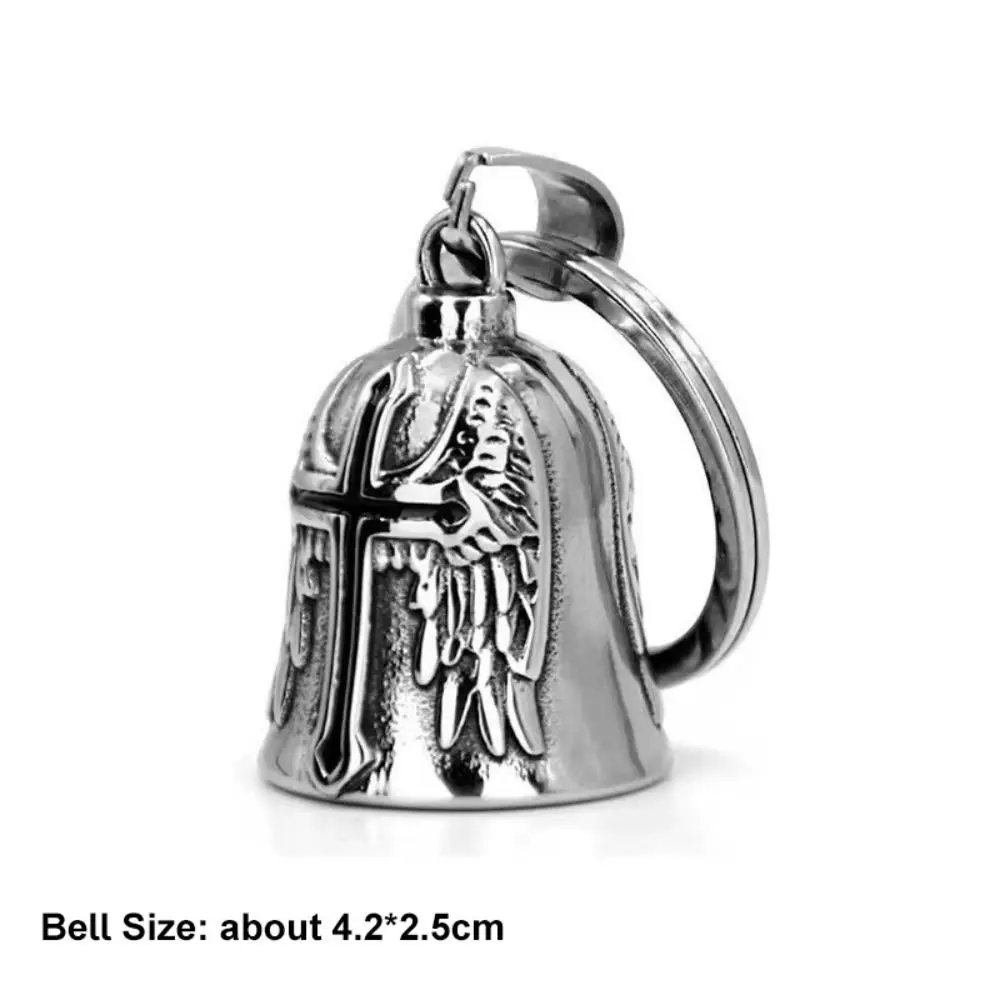 3D تصميم دراجة نارية الحارس جرس قلادة الشرير نمط الجناح تصميم السائق حسن الحظ سحر الرجعية سبيكة الصليب قلادة جرس المفاتيح #6