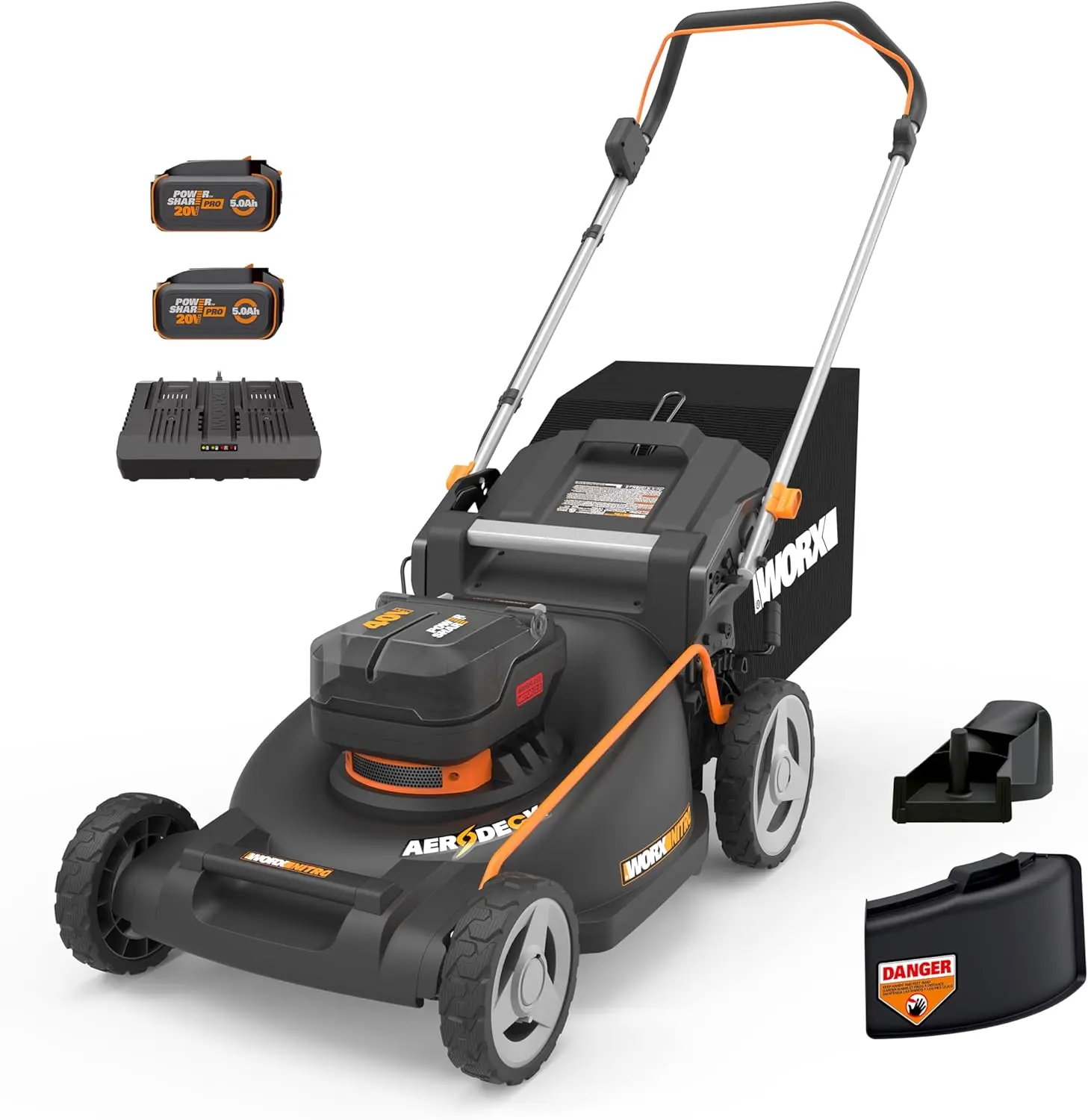 Push Lawn Mower , Brushless Battery Lawn Mower Up to 1/2 Acre, Cordless Lawn Mower w/ 7-Position Height Adjustment WG752