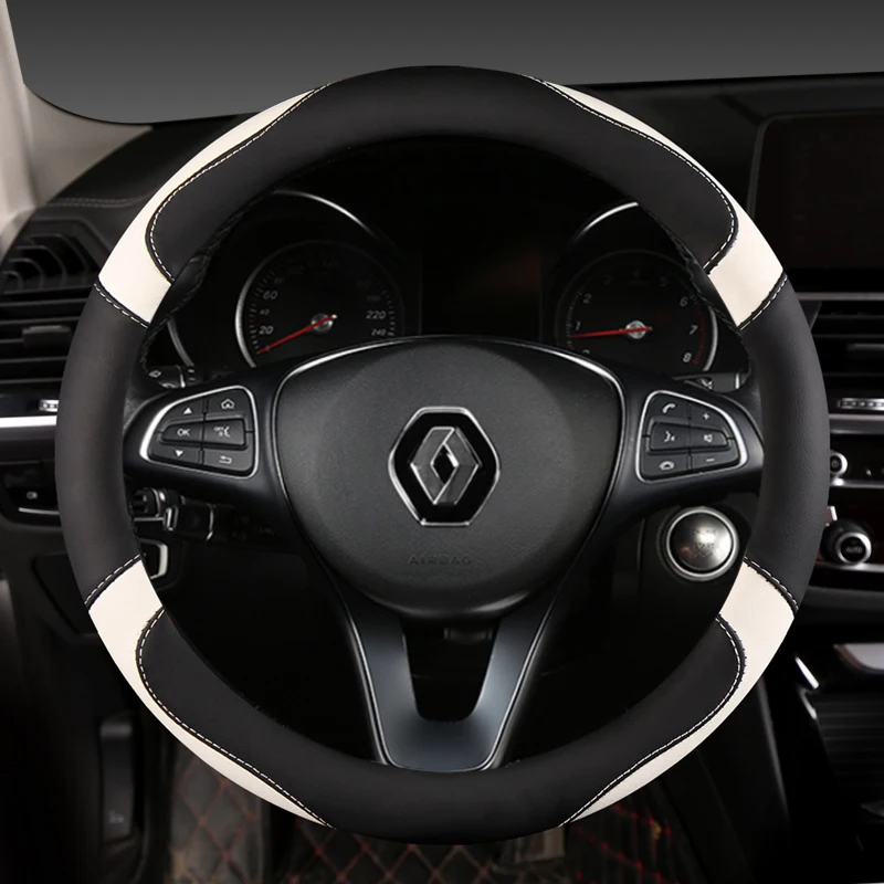 PU Leather Car Steering Wheel Cover For Captur Duster Megane 2/3 Clio Logan Laguna 2 Kadjar Scenic 2 Auto accessories