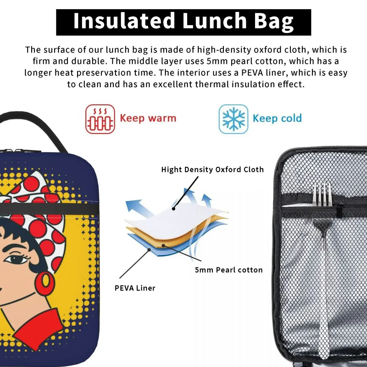 Venezuela Arepa I Eat Arepas Traditional Food 7 Stars Thermal Insulated Lunch Bag VZLA Portable Lunch Tote for School Food Box