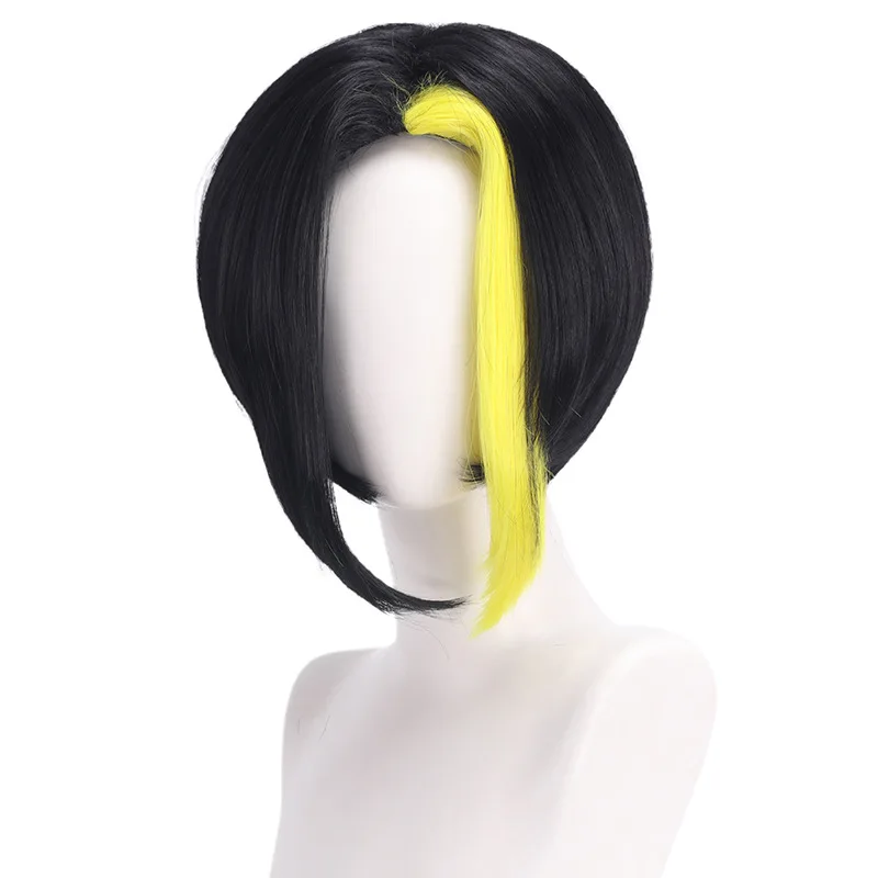 Synthetic Cosplay Wig Mash-Inspired Fen Style with Bangs Highlighted Middle Part Heat Resistant Fiber Costume Party Hair