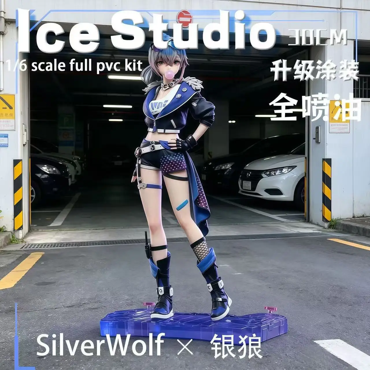 Ice Studio Silver Wolf Anime-Mädchen GK-Figur im Maßstab 1:6, 30 cm, Voll-PVC, verbessertes Modell, Statue, Desktop-Ornament, Geschenk für Erwachsene