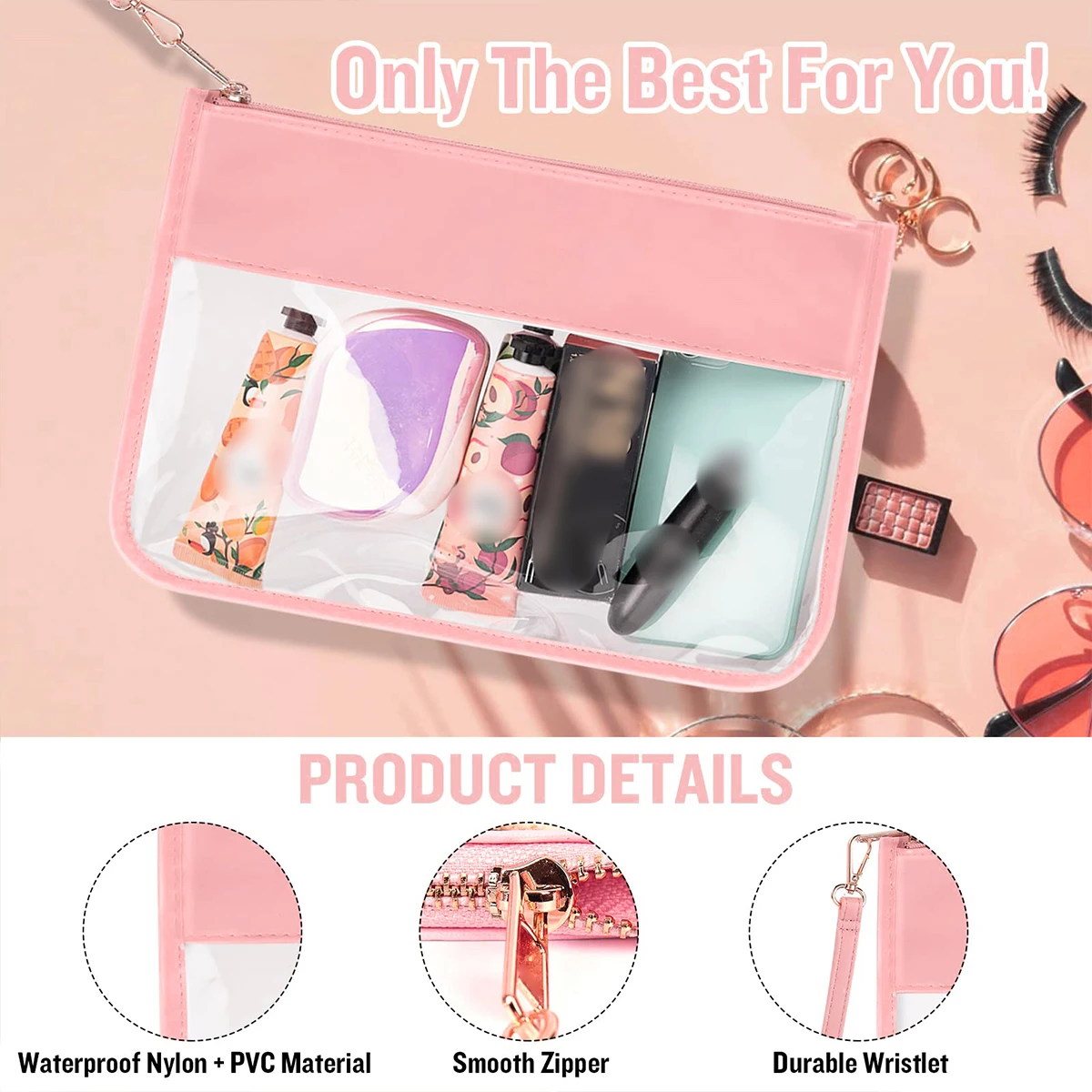 1/2pc Waterproof And Transparent Makeup Bag, Pvc Travel Makeup Storage Bag Flat Bag Makeup Storage Container