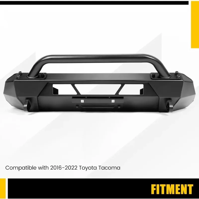 Front Winch Bumper Compatible with 2016-2023 Toyota Tacoma Guard Bull Bar W/Winch Mount 4x4 Front Bumper Split Type Brush Guard
