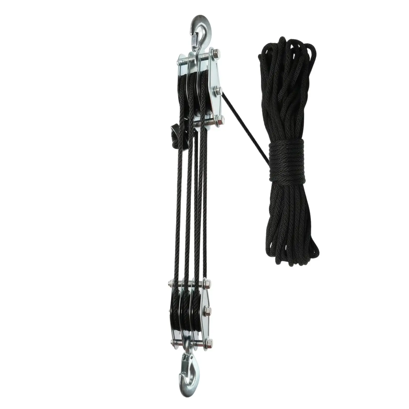 Manual Rope Hoist Pulley Block 6x Effort Saving Alloy Steel Nylon for Construction Lifting Tasks