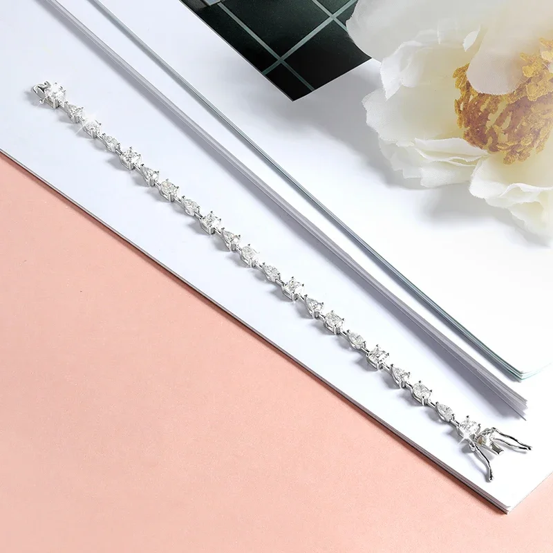 Smyoue 18K Gold Plated All Moissanite Tennis Bracelets for Women Luxury S925 Sterling Silver Jewelry Full Diamond Bracelets