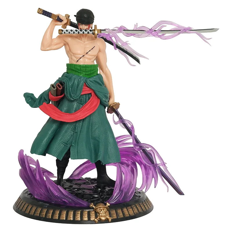 One Piece Action Figure Three-Knife Fighting Skill Roronoa Zoro Anime Model Zoro Figures Decorations PVC Toy Gift