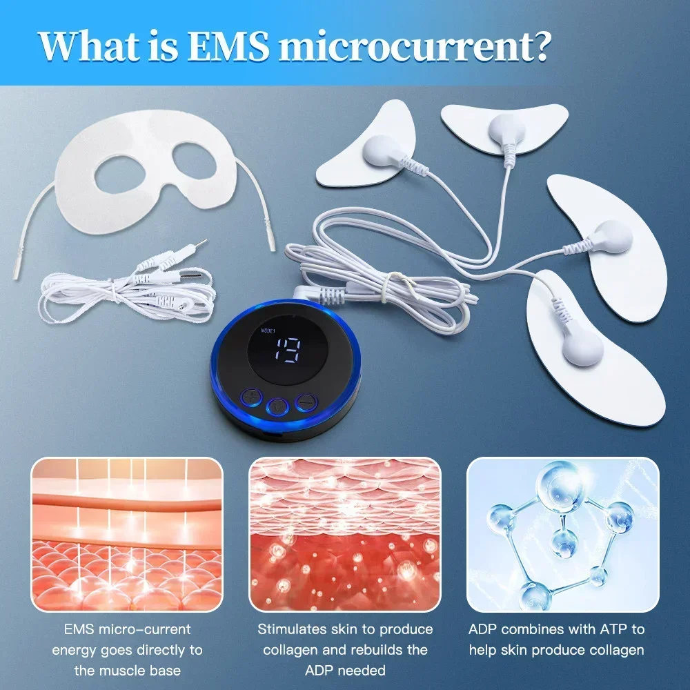 El material del parche de masaje del masajeador facial en forma de media luna puede limpiar varias piezas y se puede utilizar con almohadillas de electrodos terapéuticos