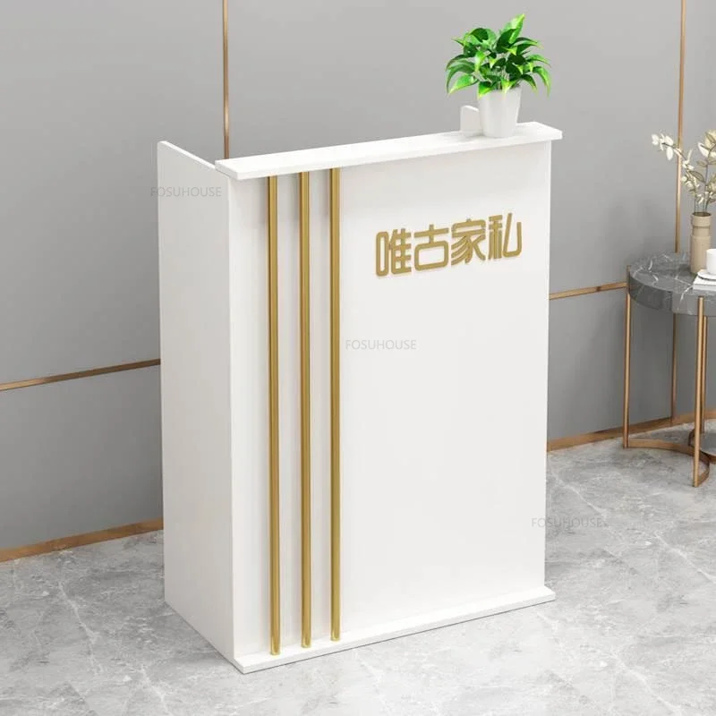 Nordic Front Desk Reception Desk for Beauty Salon Bar Table Cashier Counter Shop Small Clothing Store Cashier Office Furniture