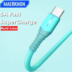 Type C Cable 5A Liquid Silicone Fast Charge Cable LED Indicator Data Cord For iPhone Samsung Phone Charger Wire Micro USB Cable