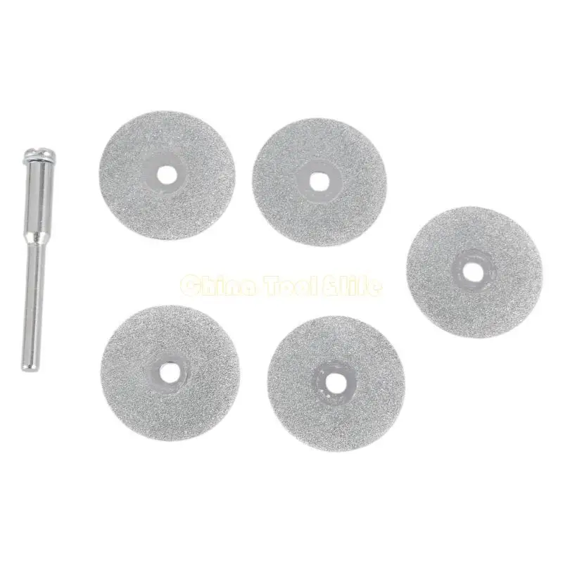 57QF Hot 5 PCS 22mm Emery Diamond Cắt lưỡi khoan Bit+1 Mandrel cho bộ