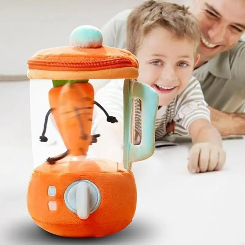 

D55E Adorable Rotating Carrot Juicer Plush Toy For Child's Birthday Gift 6inch Wind-up Carrot Stuffed Plush Vegetable